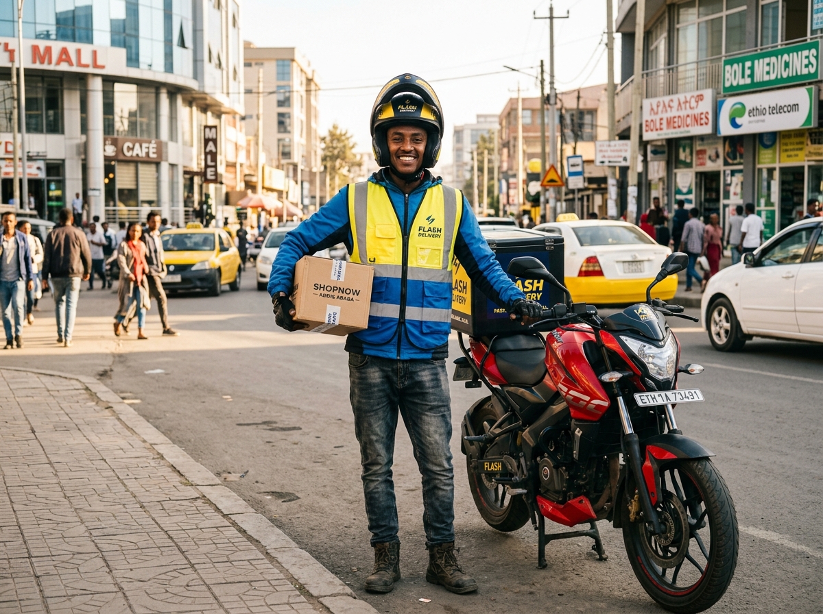 Addis Ababa motorbike delivery courier
